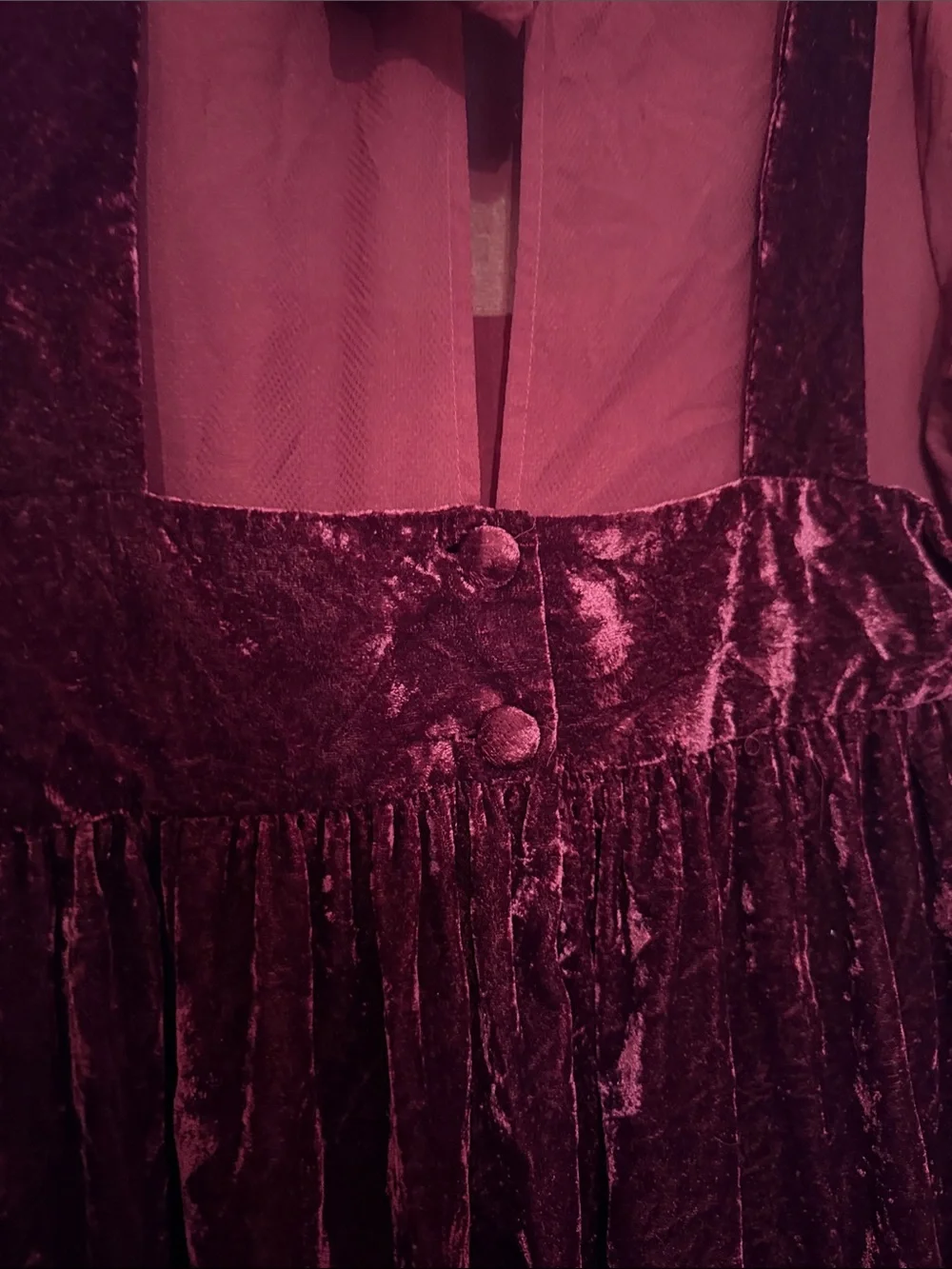 Free People Counting Stars Plum Purple Velvet Long Sleeve Babydoll Dress Size M